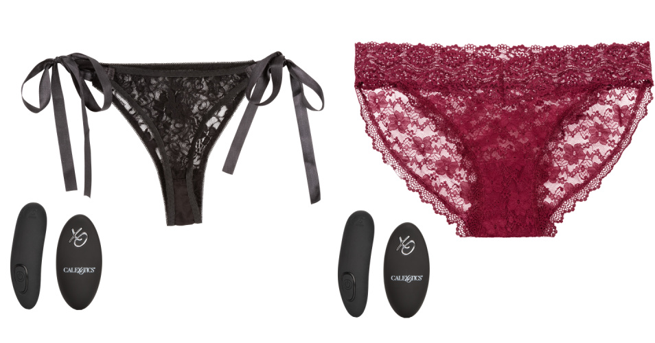 Remote Control Lace Panty Set - S/ M - Burgundy main image 0