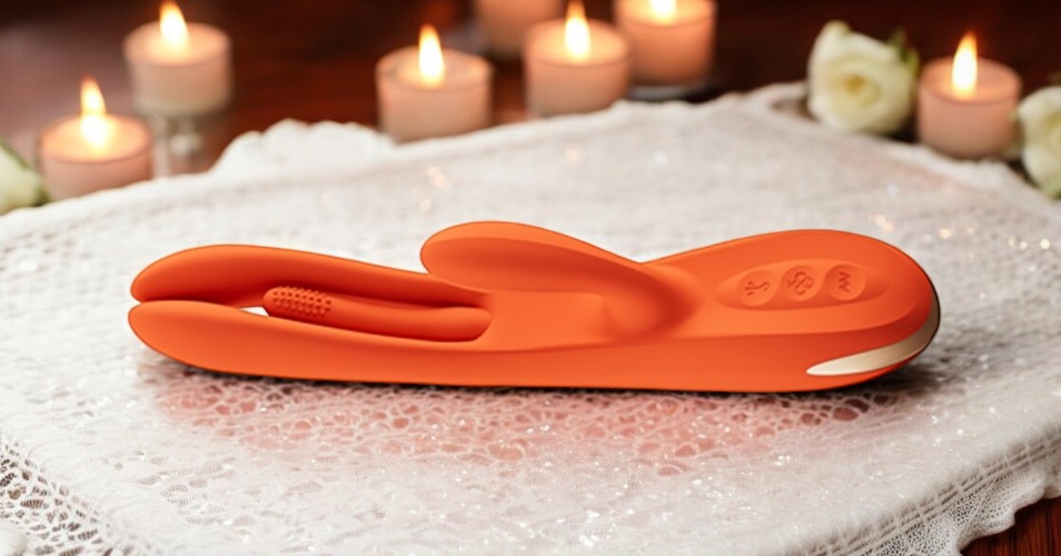 Terri App-Controlled Tapping Rabbit Vibrator with Wide Split Shaft and